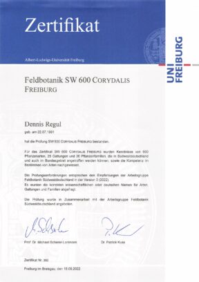 Feldbotanik Zertifikat SW 600 Corydalis Dennis Regul